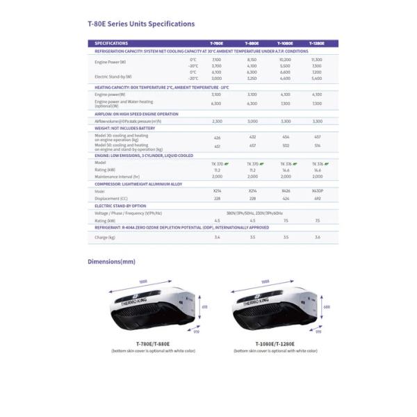 Thermo King Refrigeration Unit T-780E T-880E T-1080E T-1280E For Cooling System