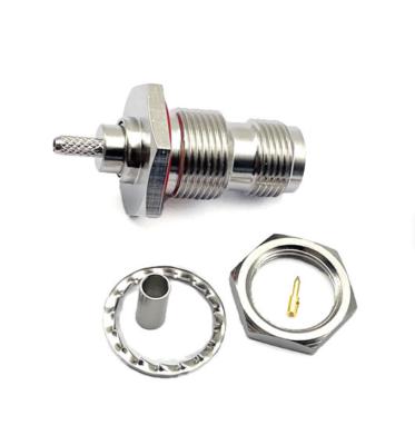 RF Coaxial Connector TNC Female Bulkhead Mount with 0~3GHz Frequency Brass Material and Ni Plating for RG316 RG178 Cable