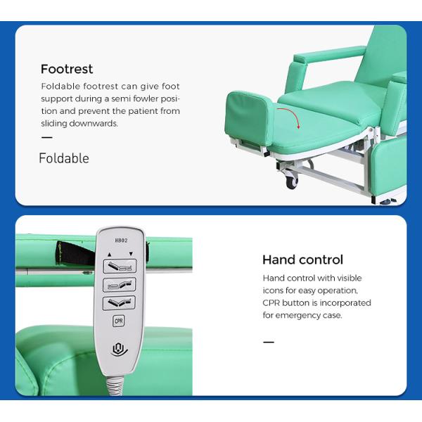 Hospital CPR Function Patient Electric Hemodialysis Chair Adjustable Headrest