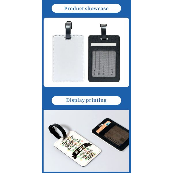 Custom Personalized Shiny White Sublimation PU Leather Luggage Tag Card Holder for Promotional & Business Gifts
