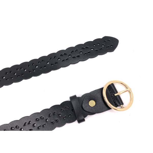 Hollow Flower Cowhide Women's Fashion Leather Belts Waved Edge