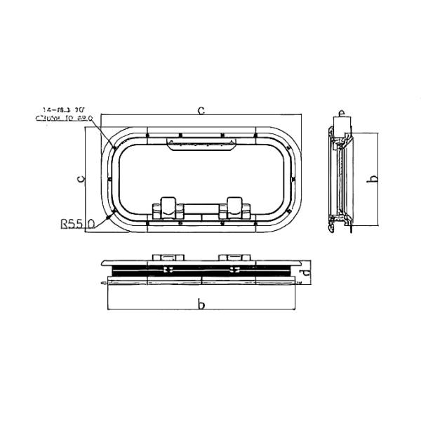 Rectangular Shape Marine Window Aluminum Frame Acrylic Boat Porthole Windows