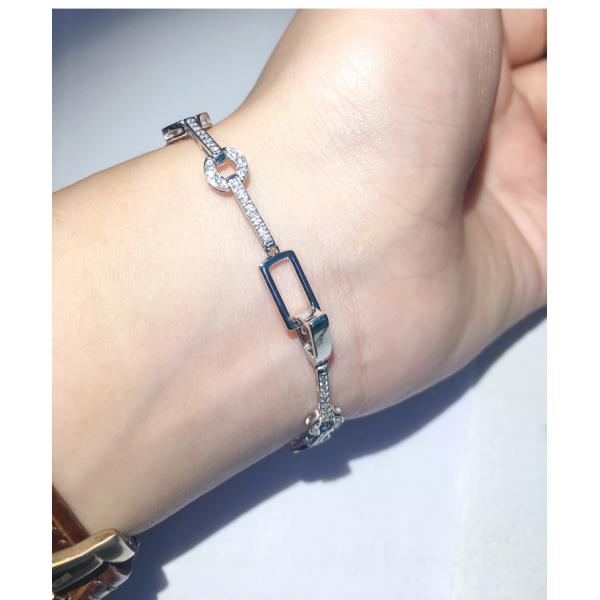 Пряжки кольца браслетов 0.73ct 17.5cm диаманта золота 18K женщин