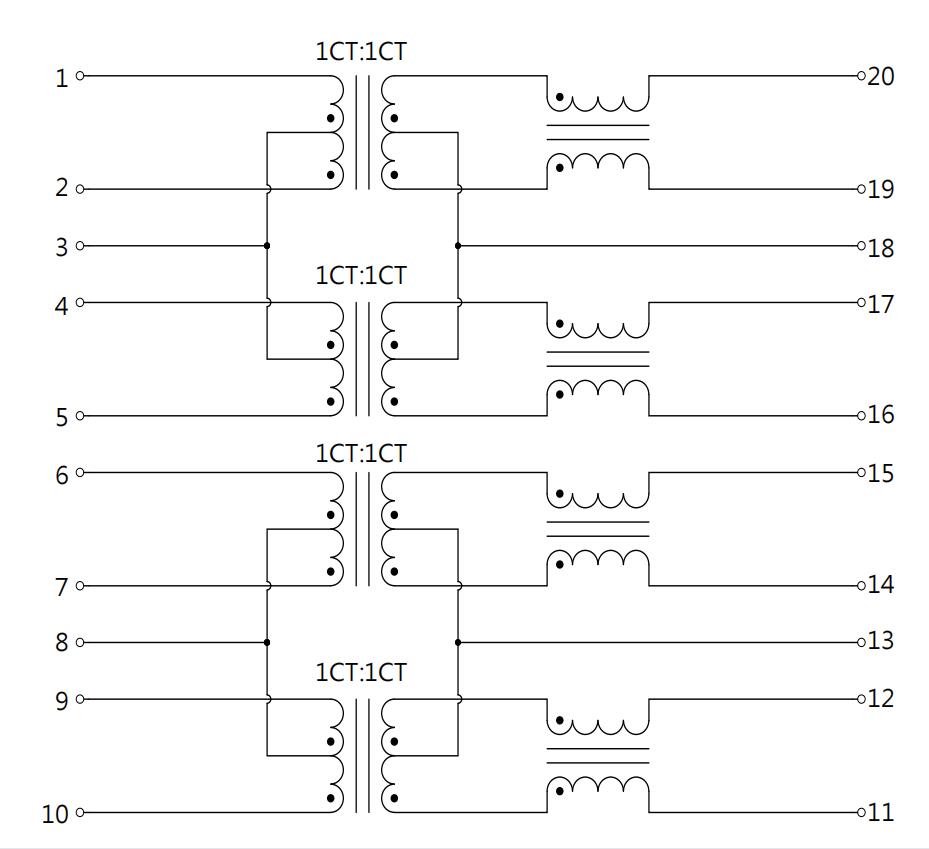 L3BH002-0 100 основание - Pin трансформаторов 20 фильтра LAN двойных портов t магнитный