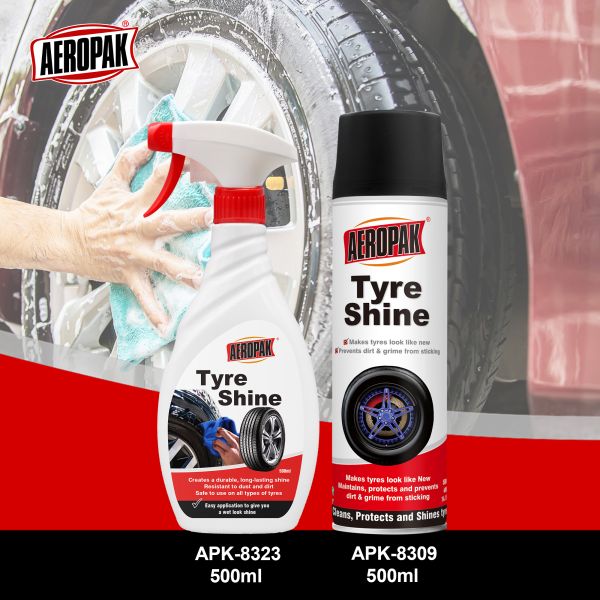 Aeropak 500ml Aerosol Customized Car Care Tire Brightener & Shine Wax Blackening Spray Model APK-8309 3-Year Expiration