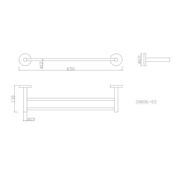 Адвокатуры полотенца Bathroom 650mm двойные кладут финиш на полку стены SUS304 отполированный держателем