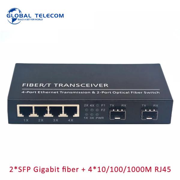 4RJ45 2SFP Fiber Media Converter , 2G4FE Gigabit Ethernet Fiber Switch