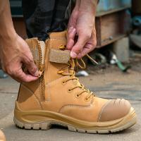 Bottes de travail Martin en cuir de vachette OEM pour blé, chaussures de travail en PU+caoutchouc, chaussures de sécurité Nucuck, bottes de sécurité à bout en fibre de verre, semelle intermédiaire en Kevlar