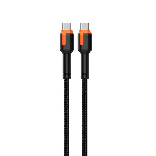 CC60W / CL27W Black 3A Braided Charging Cable 1M / 2M Customized For Mobile Phone