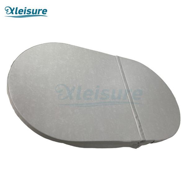 Light Grey Oval Spa Insulation Cover Vinyl Hot Tub And Spa Covers For Wood Spa Tub