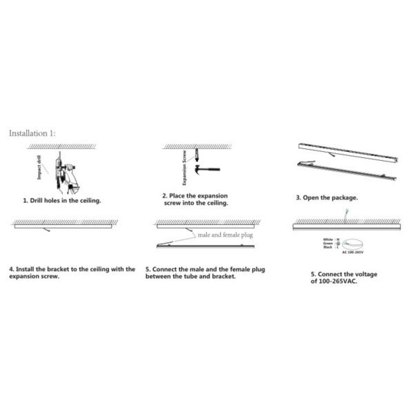 Пароустойчивый светодиодный светодиодный светодиодный светодиод с 2FT 4FT 5FT 12W-56W аварийным набором микроволновой датчик для хранилища парковочного участка