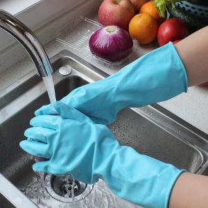 As luvas longas do látex da borracha natural da cozinha, rebanho alinharam luvas