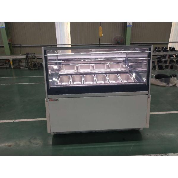 CE Stainless Steel Ice Cream Showcase Freezer Air Cooling