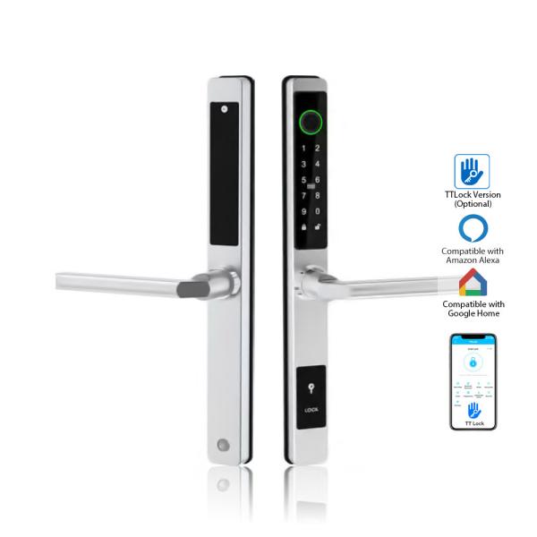 La serrure de porte biométrique d'écran tactile résidentielle avec le scanner d'empreinte digitale, expriment l'invite