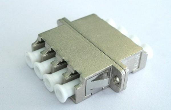 Fiber Optic adapter LC Quad adapter with metal housing with long flange two pieces