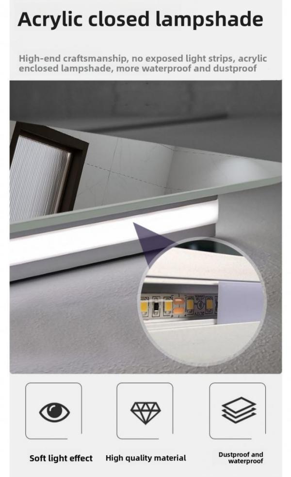Modern Apartment & Hotel Bathroom Mirrored Undershelf with Touch Switch IP44 Rated Convenient Under-Mirror Access for Storage