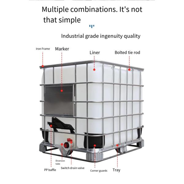 Medium liquid easy to handle bulk container 1000 L IBC chemical storage tank Blue plastic water storage tank