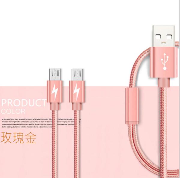 Usb 2.0 Micro Usb Data Cable , Android Charger Cable Metal Pet Nylon Braided For Samsung Phones