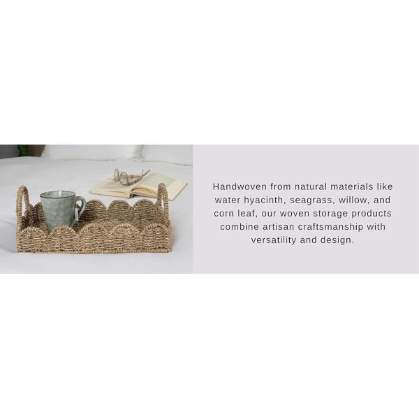 Tall Water Hyacinth Wicker Basket with Handles | Natural, Brown, Natural Bathroom Trash Can Boho Style - Wicker Trash Can With Lid For Household, Kitchen - Removable Liner, Iron Frame