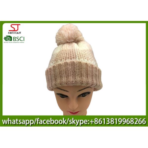 Chinese manufactuer skully pompom winter knitting hat cap 88g 21*23cm 100%Acrylic keep warm