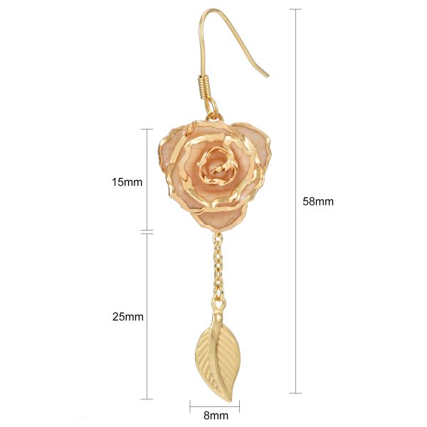 Rose Earrings 24k Gold Dipped Roses Gifts Valentine Day Holiday Everlasting Flowers