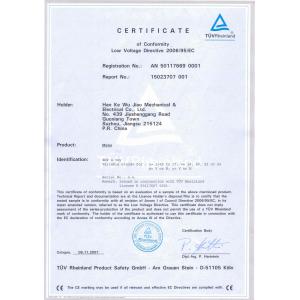 HAN KE WU JIAO MECHANIGAL AND ELERTRIC (SUZHOU) CO.,LTD. Сертификации