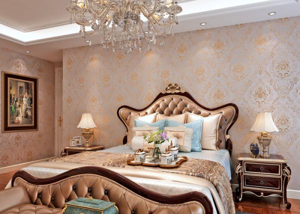 Bronzing Classic Gold Luxury Contemporary Floral Wallpaper For Living Room , European Style
