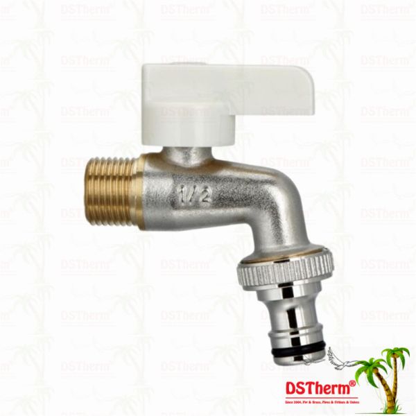 Ergonomic White Plastic Handle Bibcock Faucet with Customized Material and 1/2