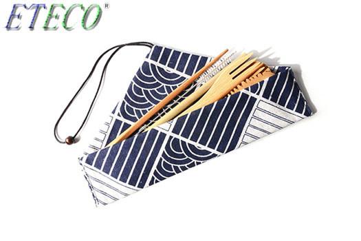 Outdoor portable bamboo tableware set knife fork spoon environmental protection folding tableware