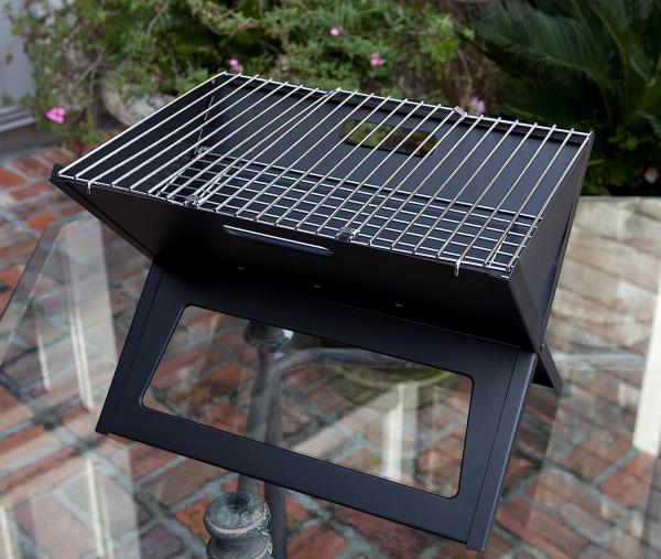 Picnic Outdoor Charcoal Barbecue Grill, Portable Charcoal Grill, Folding Stainless Steel Camping Fire Pit