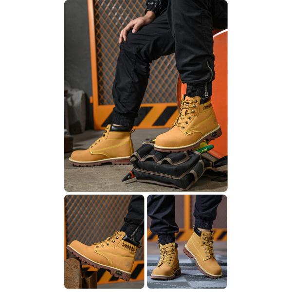 Botas de seguridad de cuero de fibra microfibra negra Botas de trabajo de tendón de res Zapatos de suela para hombres