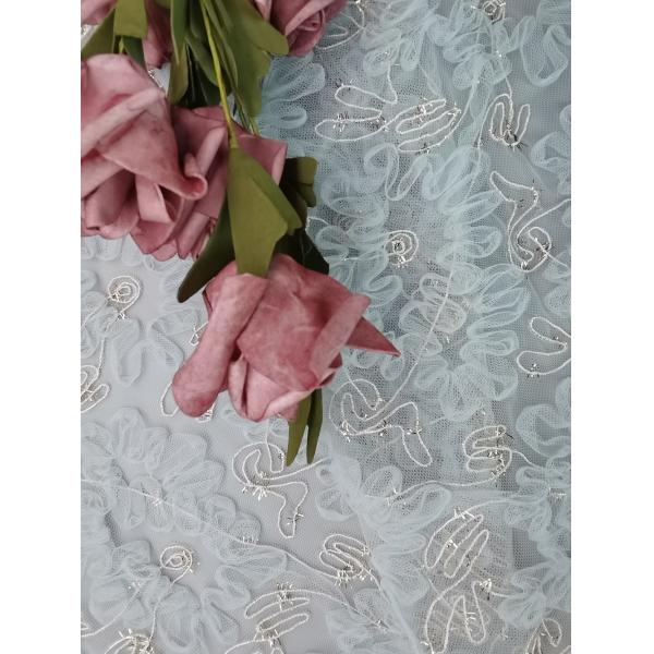 Женщины вышивки Тюль голубой ткани шнурка вязания крючком металлические связывая одевают ткань