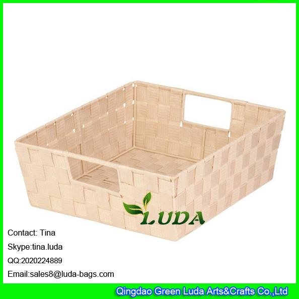 LDKZ-020 fashion home storage box pp yarn woven tray shelf with eyelets