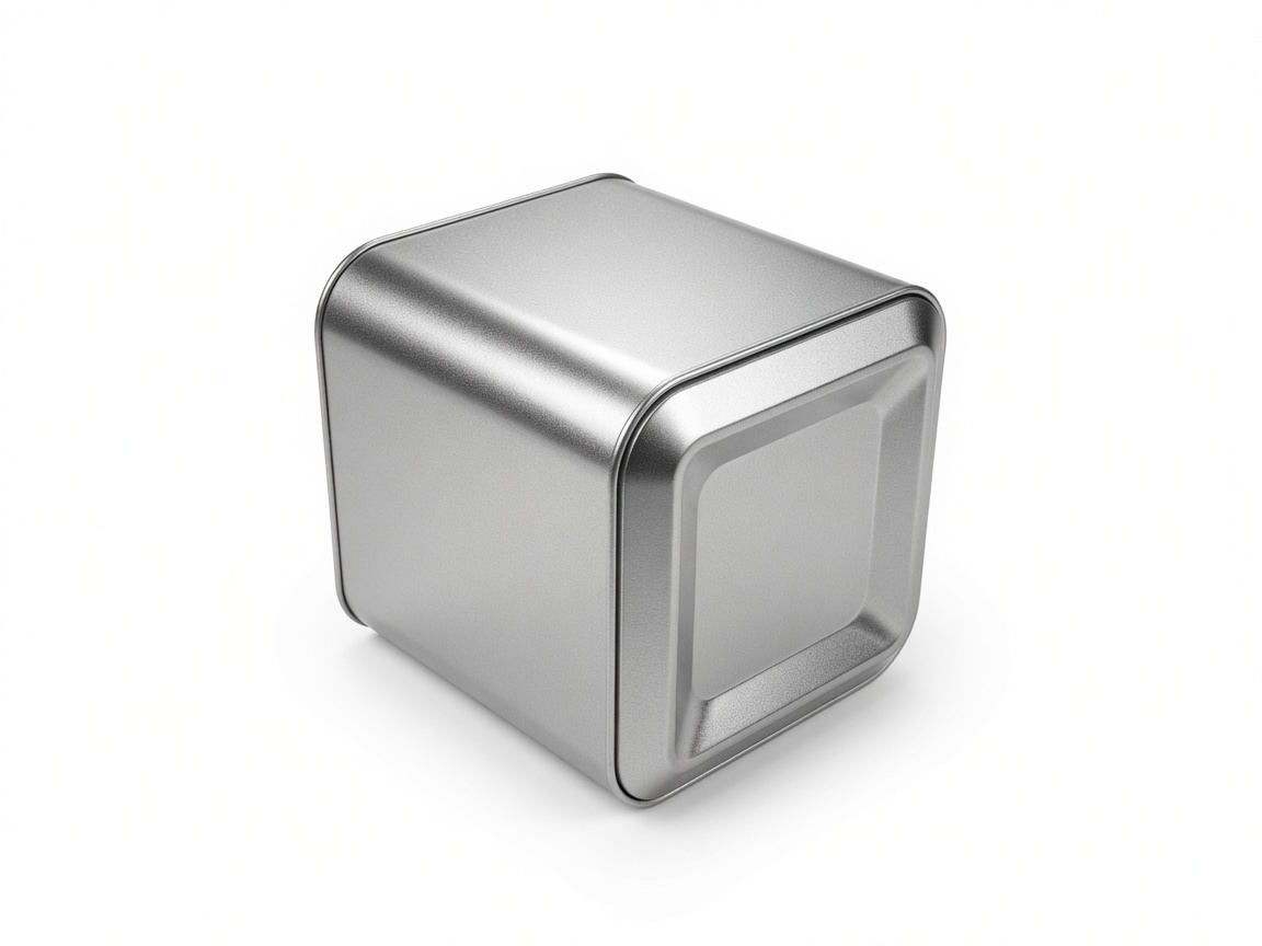 Square Silver Metal Tea Tin Can with Round Lid - Premium Loose Leaf Tea Storage, Chocolate, Matcha Powder, Candy, Coffee