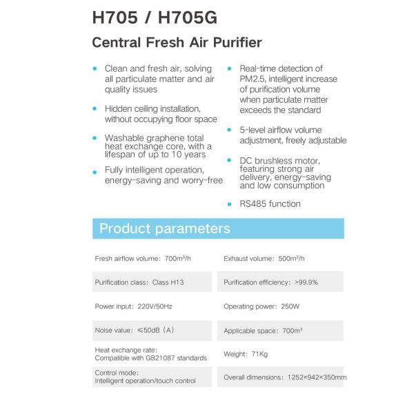 700m3/H Ceiling Disinfection Central Ventilation System HVAC