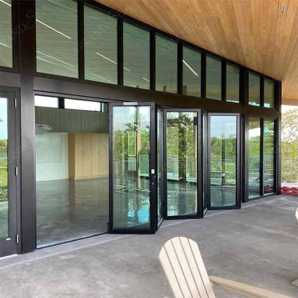 Grandsea Waterproof Hurricane Proof Aluminium Alloy Patio Glass Bi Folding Door American Bifolding Aluminum Folding Door