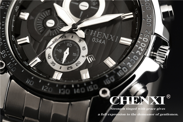 CHENXI Kinpac Watches Fashion Accessories Black White Stainless Steel Mens Quartz Watches