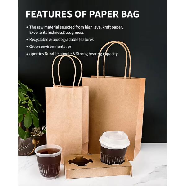 Luxury Brown Kraft Paper Bags Valentine's Day Limited Edition Custom Gift Bags with logo Hard Takeout Coffee Bag for Party Favor