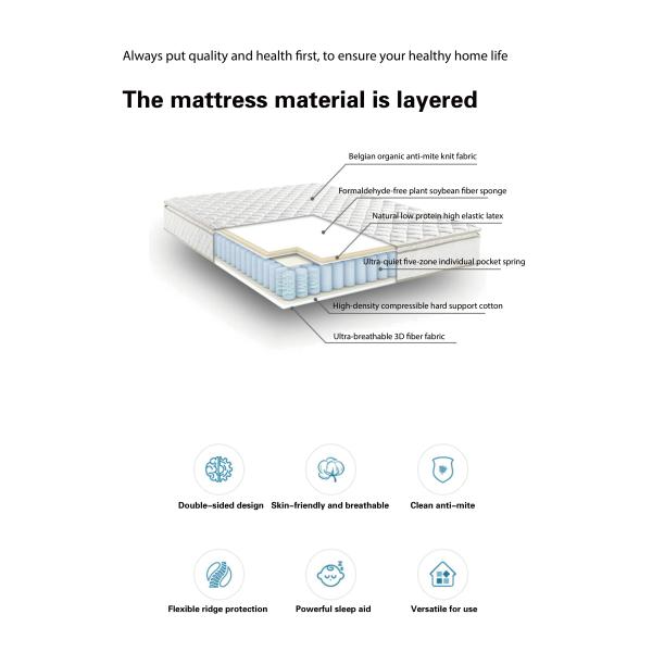 JOURM Pure Natural Latex Layer Hollow Three-Dimensional Structure for Airflow Comfort