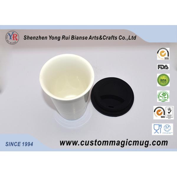 Silicone Cover 12oz Starbucks Ceramic Travel Mug , Multi Photo Color Changing Mug