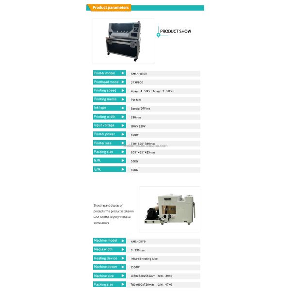 XP600 Dual Head DTF Mini A3 Printer For Shirt Printing Powder Shaking In 33cm Printing Size