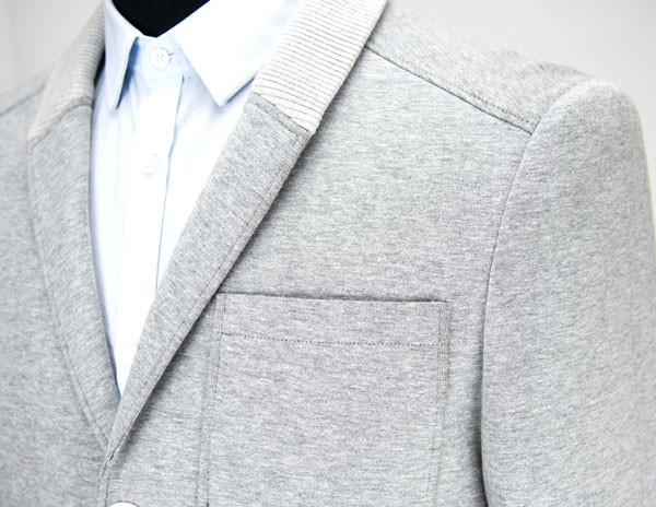 Rib Collar Mens Casual Tailored Knit Blazer Grey Mel 42 - 62 EU Size