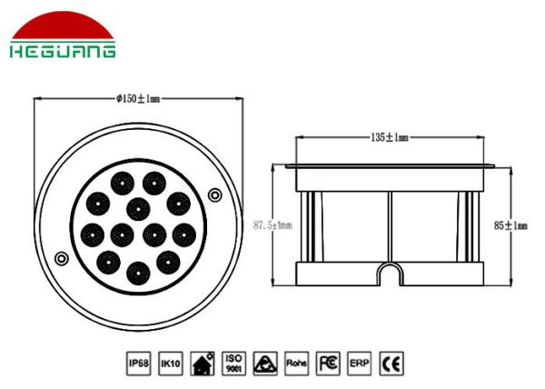VDE Rubber Waterproof Underwater Led Lights 380LM DMX512 Control RGB 9W