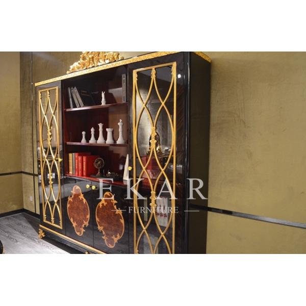 Vintage Empire Style Solid Wood Bookcase With Glass Doors TJ-029