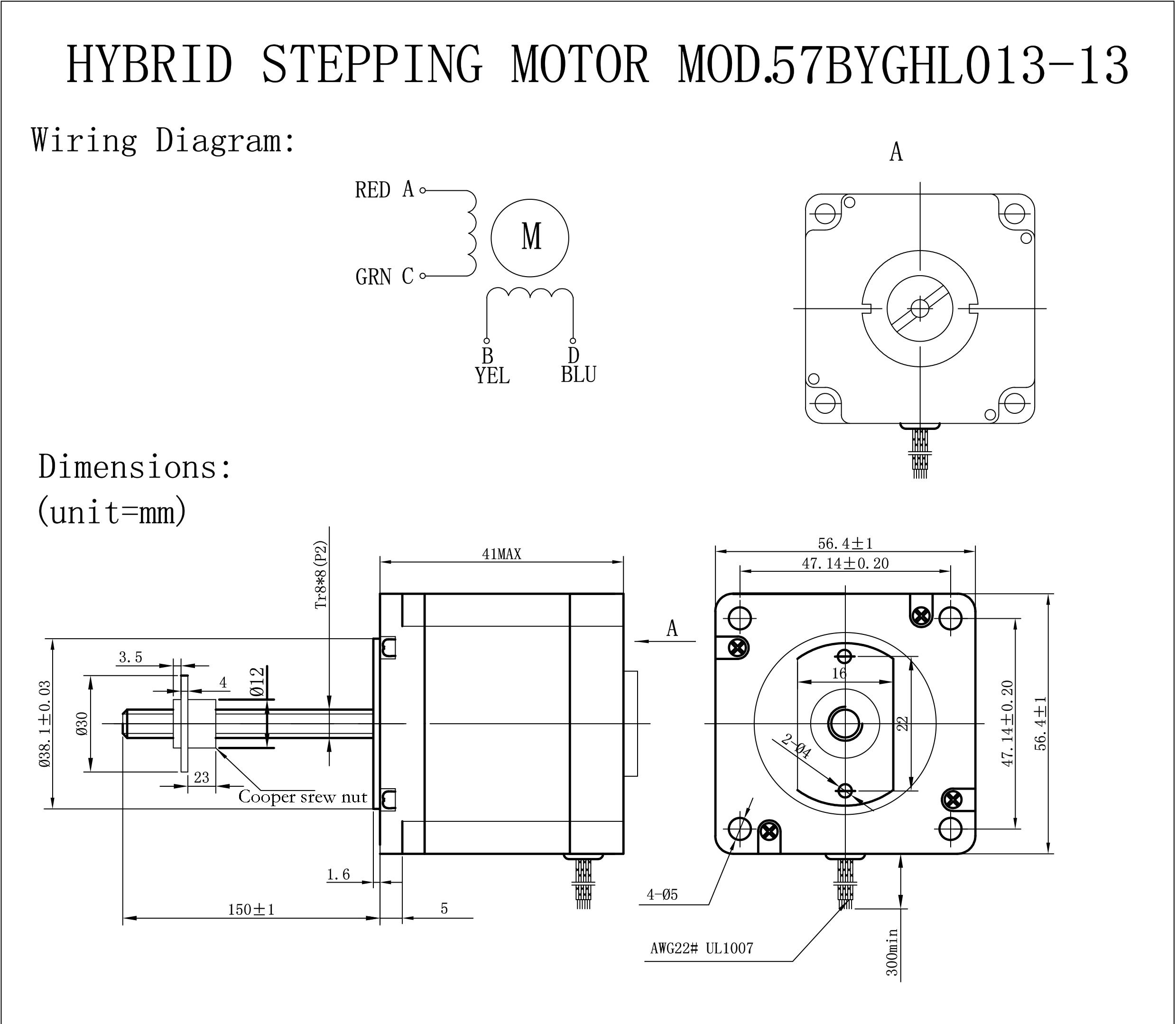 Мотор NEMA 23 линейный Stepper 4 Kg класса 4.0mH b см 57BYGHL013 13
