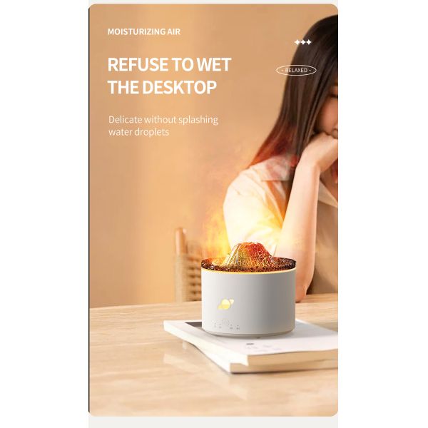 Mini Volcano Ultrasonic Humidifier Aromatherapy Diffuser 230ml Capacity Automatic Timing