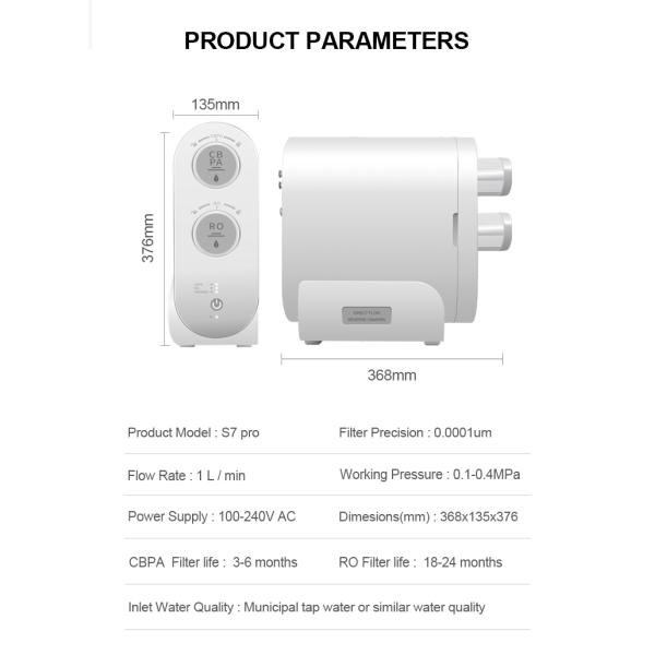 Water Filter 400GPD RO Water Filtration System Reverse Osmosis Water Purifier for Home Use