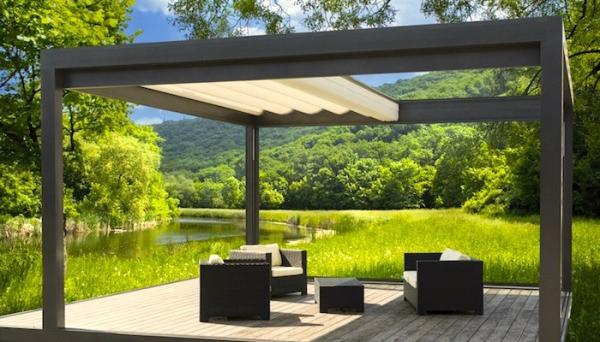 Villa Retractable Roof Pergola Outdoor Space Bioclimatic Metal Gazebo