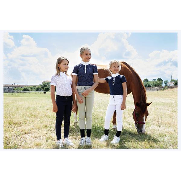Quick Drying Childrens Horse Riding Tights Knee Silicone Navy Blue Riding Leggings