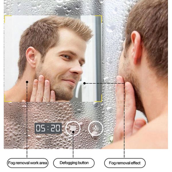 Dimmable Bathroom Mirror Frameless Wall Defogger LED Mirror With Light Color Change